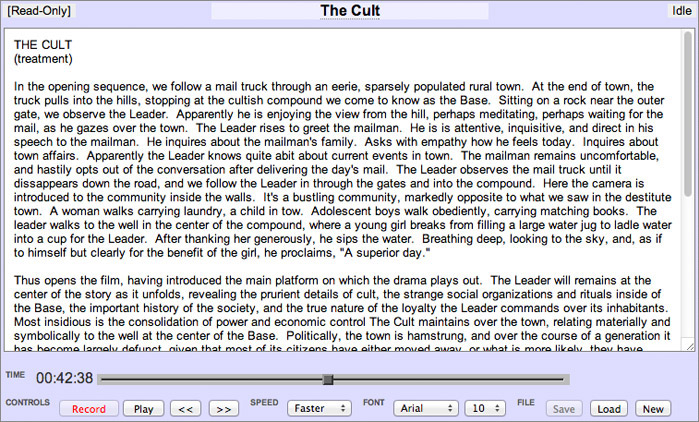 a text document with a scrub bar