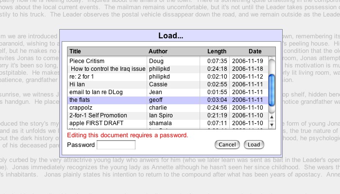 a dialog of loadable file