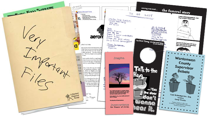 a manilla folder, a to-do list, a door-hang, a pamphlet, etc.