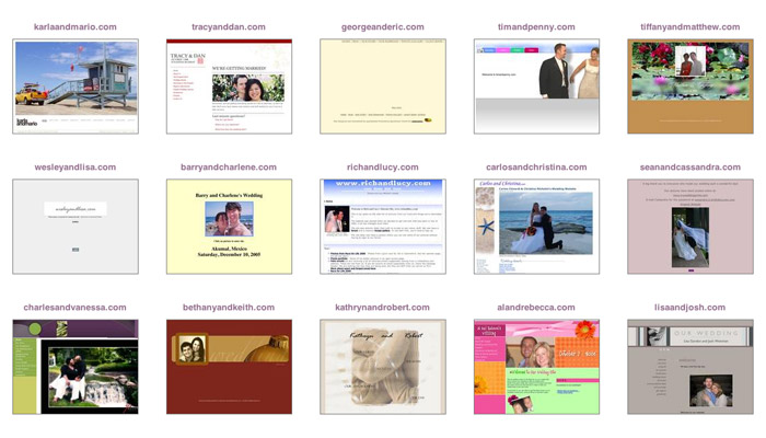 preview images of wedding websites