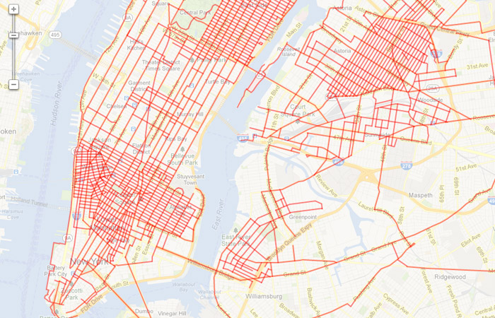 red lines on top of Manhattan